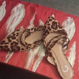 C. Wonder Leopard Print Mules with Braided Accents